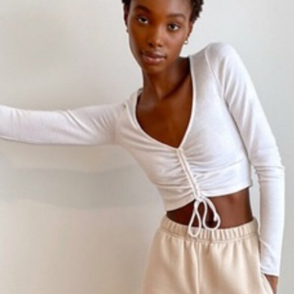 Aritzia Wilfred Lynx Ruched Long Sleeve Top Womens Size Large Modal Style #91726 - Picture 14 of 15